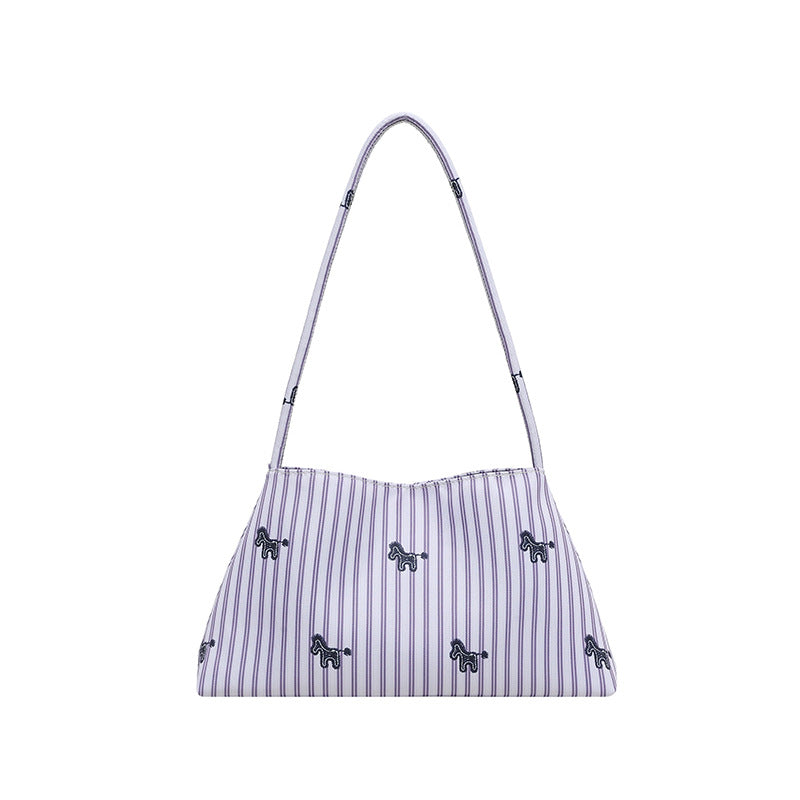 WoChic Bestickte Gestreifte Schultertasche Karnz