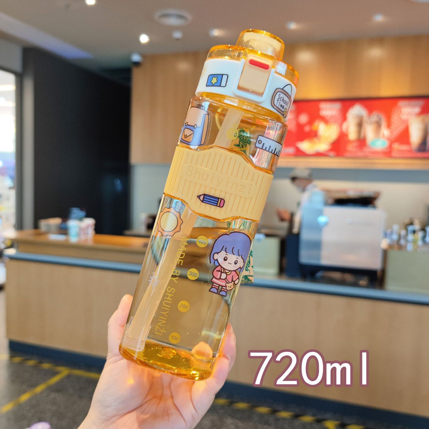Damen kreative Trinkflasche mit innovativem Sichtfenster und Motivationsmarkierungen Karnz