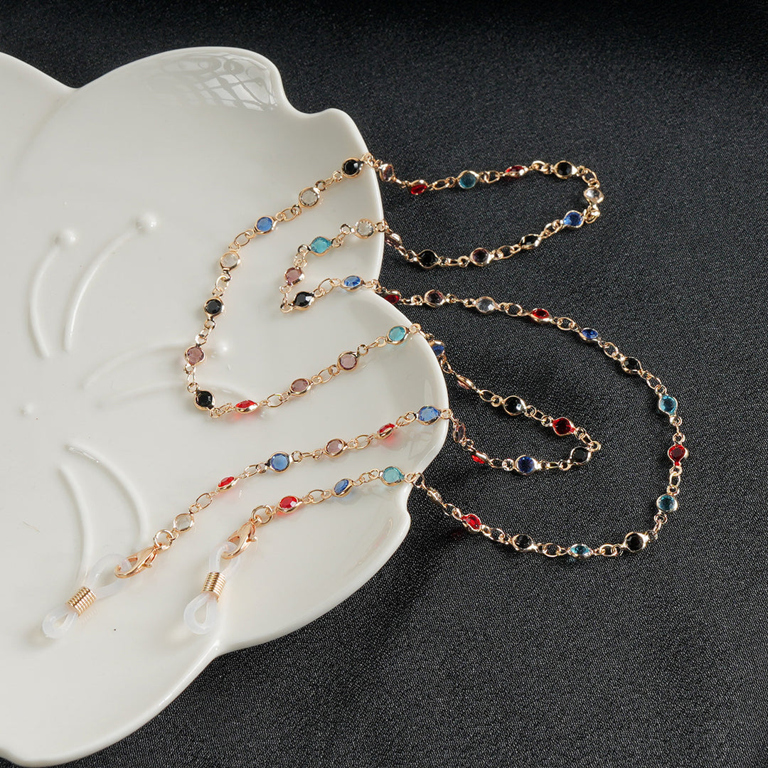 Stylische Edelstein Brillen Kette Karnz
