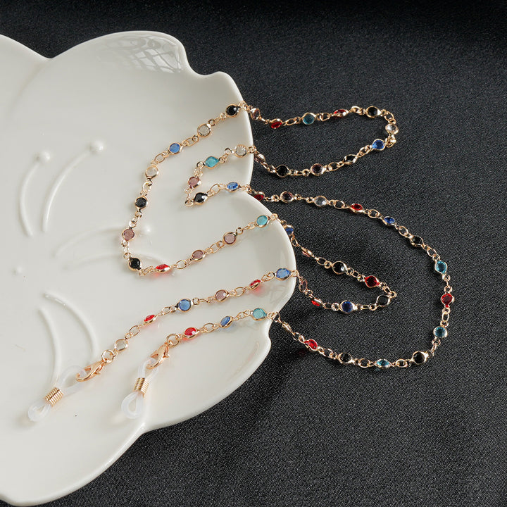 Stylische Edelstein Brillen Kette Karnz