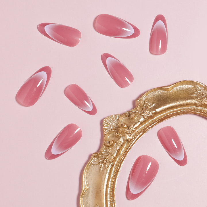 Elegante mandelförmige Press-On-Nagelset Karnz