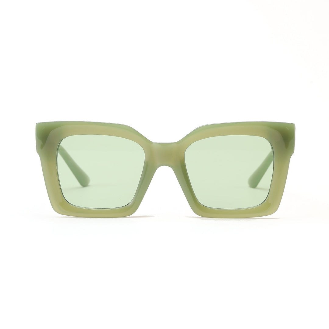 Damen modische quadratische Sonnenbrille mit transparentem Rahmen Karnz