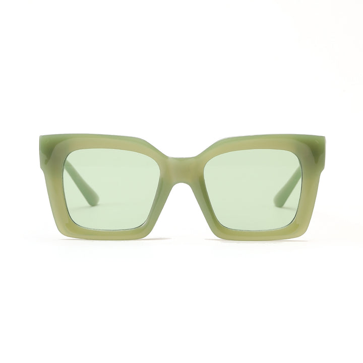 Damen modische quadratische Sonnenbrille mit transparentem Rahmen Karnz