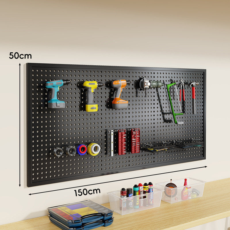Wandmontiertes perforiertes Metall-Pegboard-Werkzeugorganisator-Panel mit modularen Haken und Aufbewahrungsbehältern