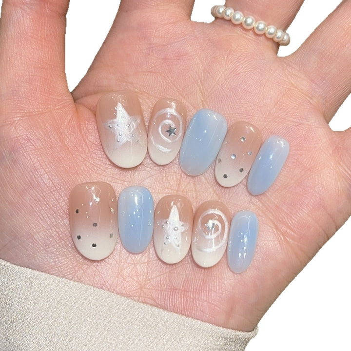 Künstliche Nagelspitzen Im Funkelnden Sternen-Design Karnz