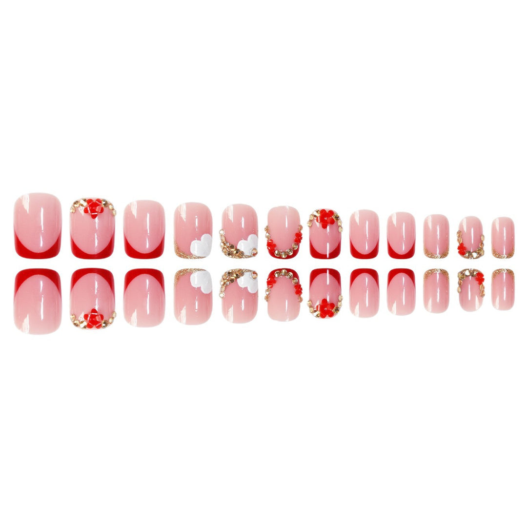 Floral-Accent Press-On Nail Art Karnz