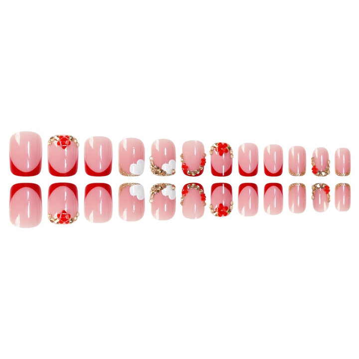 Floral-Accent Press-On Nail Art Karnz