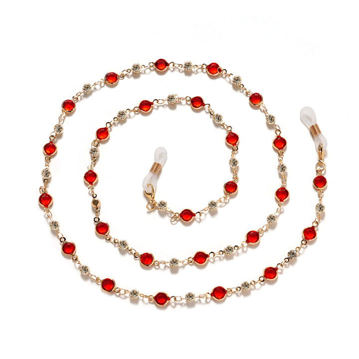 Elegante Strass- und Edelsteinkette für Brillen Karnz