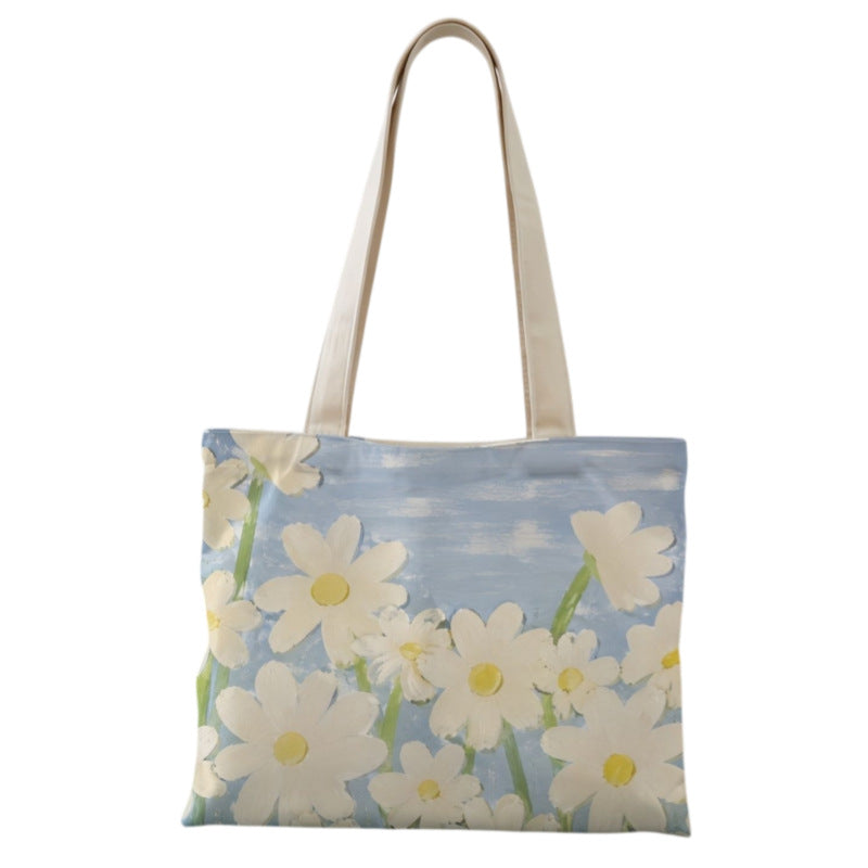 Blumenmuster-Leinwand-Tote-Bag