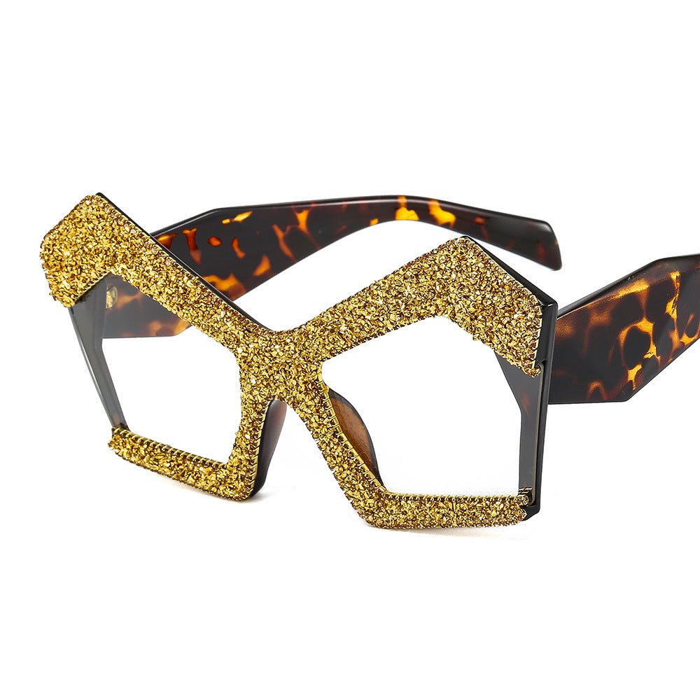 Damen Funkelnde Cat-Eye-Sonnenbrille mit extravagantem Strassrahmen Karnz