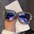 Damen Modische Oversized-Sonnenbrille mit funkelndem Kristallbesatz Karnz