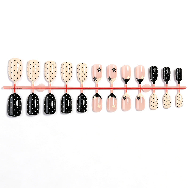 Chic Punkt- und Stern-Press-On-Nagelset Karnz