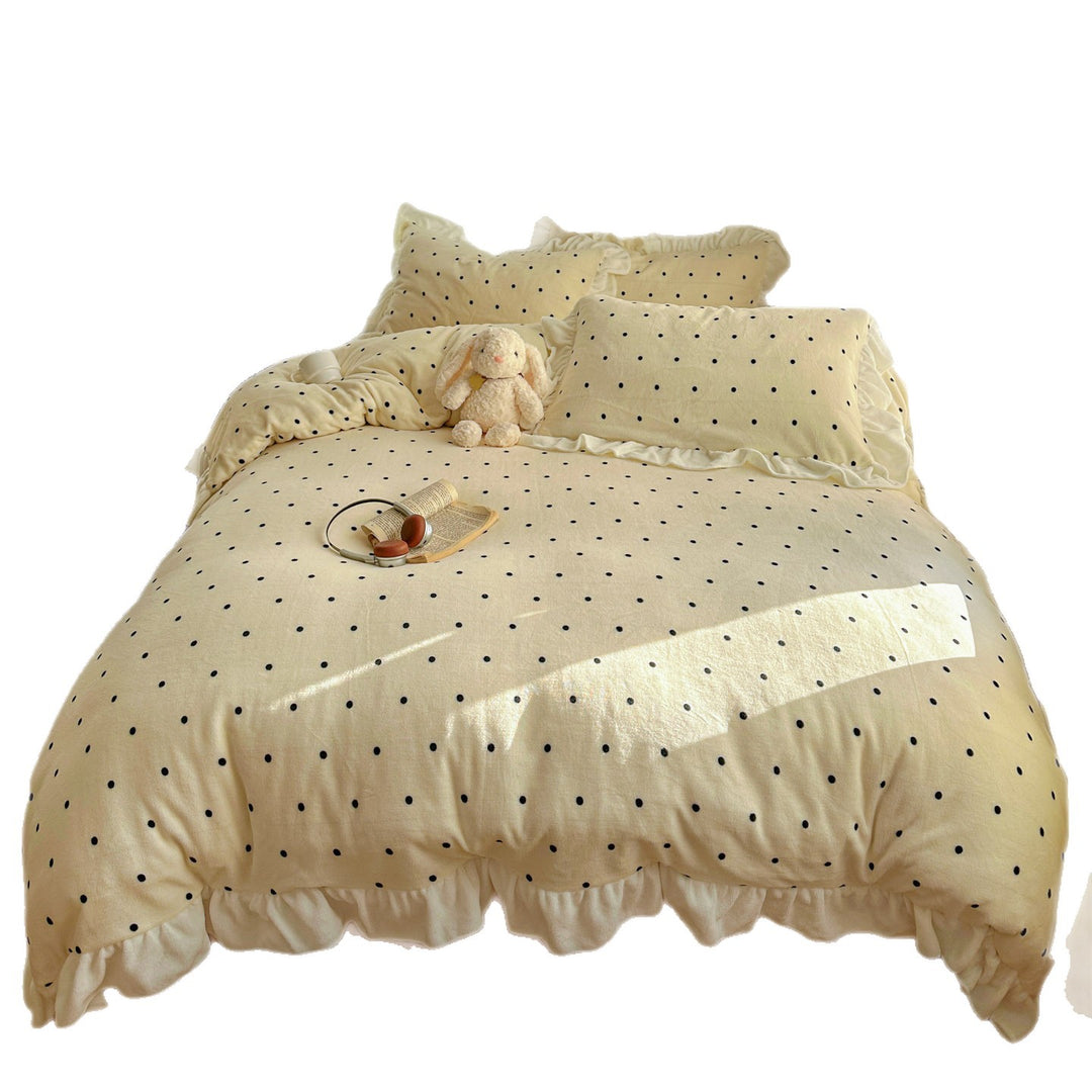 Gemütliches Polka-Dots-Bettwäsche-Set