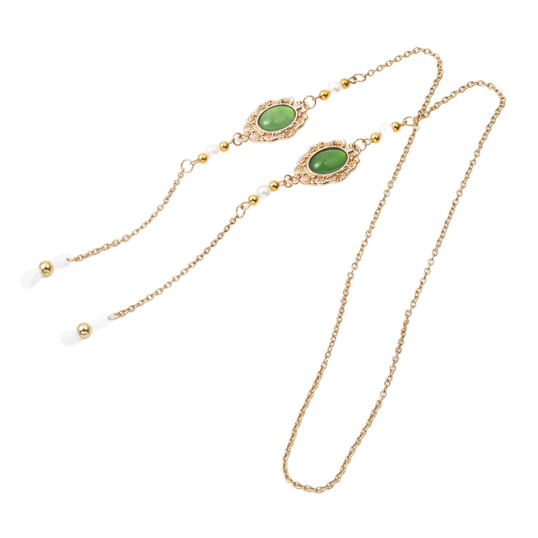 Elegante Perlen- und grünes Stein-Ohrringe Karnz