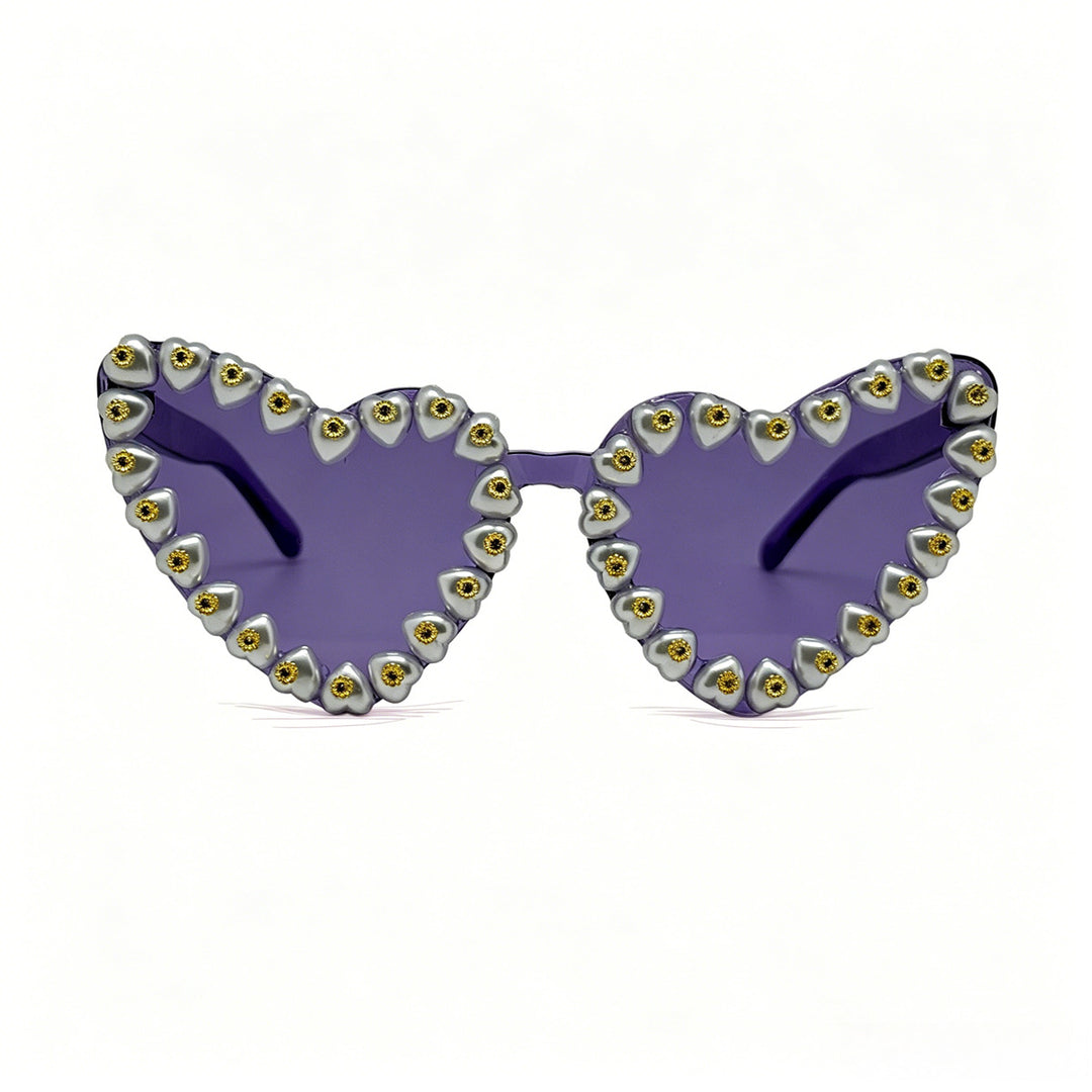 Damen Herzförmige Sonnenbrille mit extravaganten Schmuckdetails Karnz