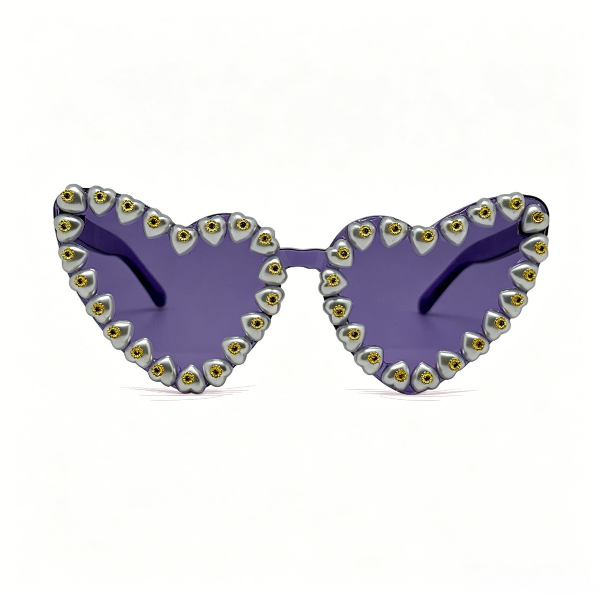 Damen Herzförmige Sonnenbrille mit extravaganten Schmuckdetails Karnz