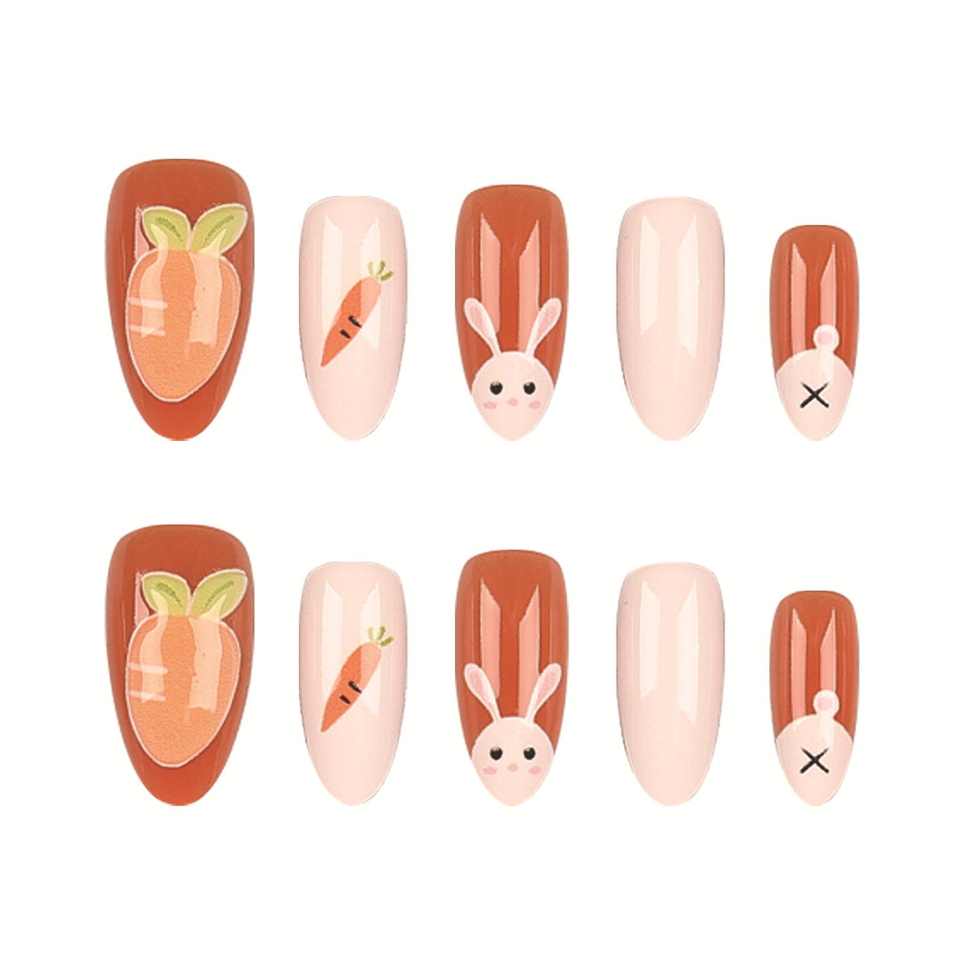 Verspieltes Kaninchen und Karotten Press-On Nagelset
