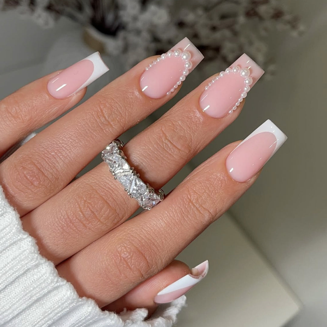 Elegantes Perl-Akzent Acryl-Nagelkunst-Set Karnz