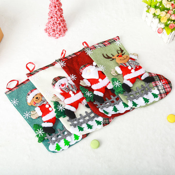Festlicher Weihnachtsstrumpf mit niedlichem Weihnachtsmann-Motiv Karnz