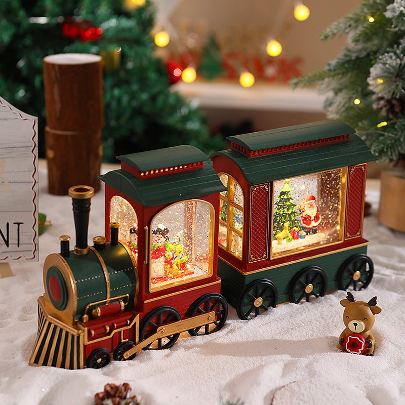Nostalgische Weihnachtszug-Laterne mit beweglichem Weihnachtsmann Karnz