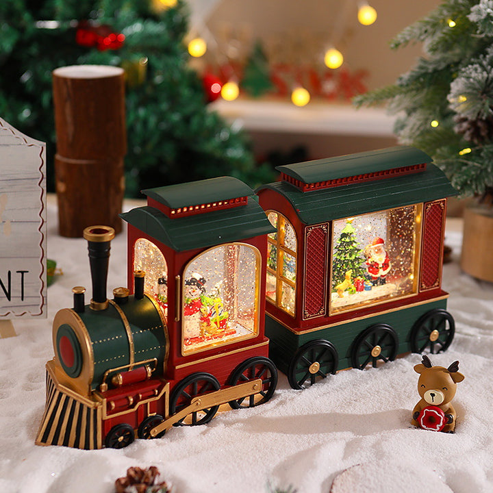Nostalgische Weihnachtszug-Laterne mit beweglichem Weihnachtsmann Karnz