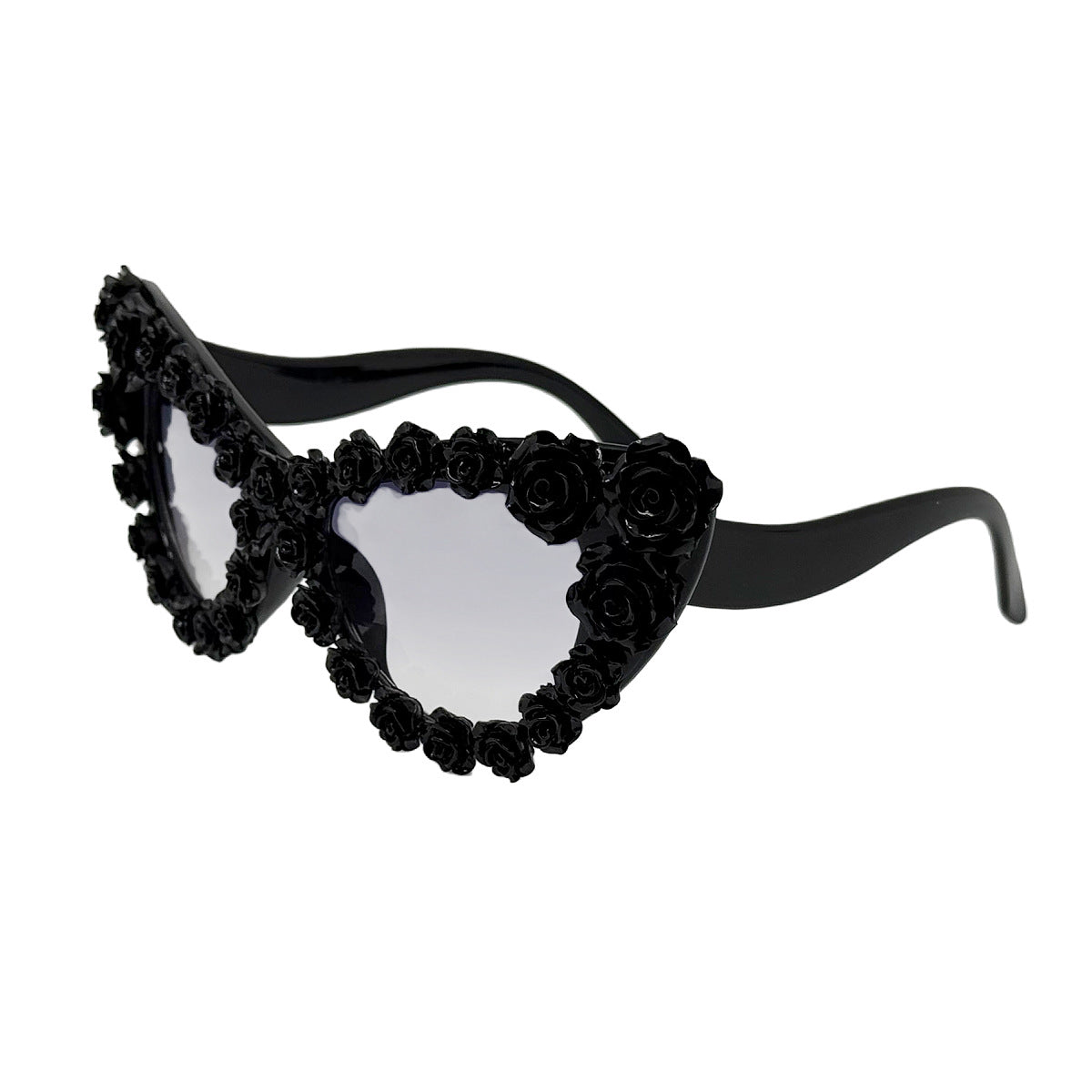 Damen Herzförmige Sonnenbrille mit floraler Applikation Karnz