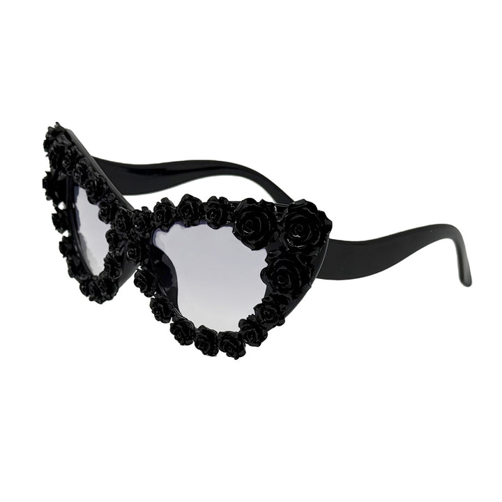 Damen Herzförmige Sonnenbrille mit floraler Applikation Karnz