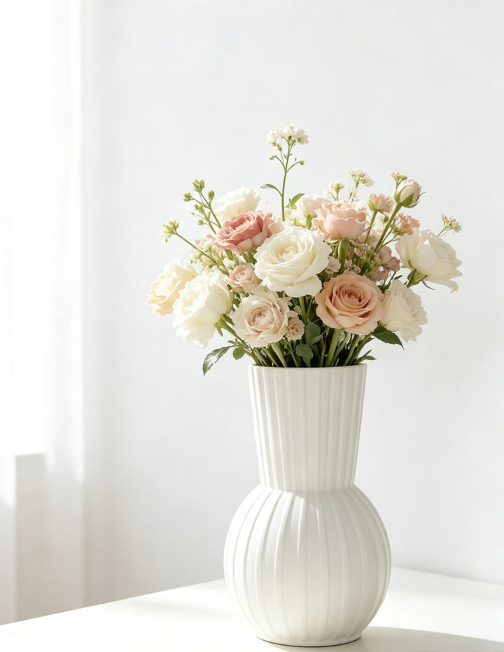 Elegantes Blumenarrangement Vase Karnz