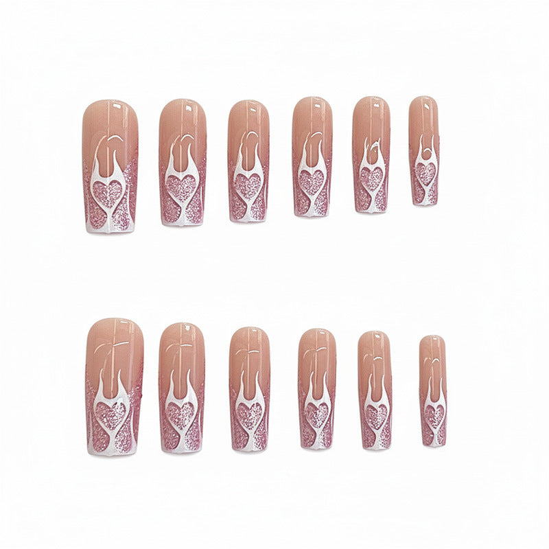 Heart Flames Press-On Nail Art Karnz