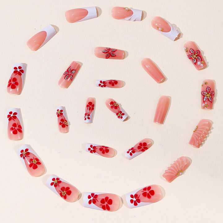 Elegante Florale Acryl Nagelkunst Karnz