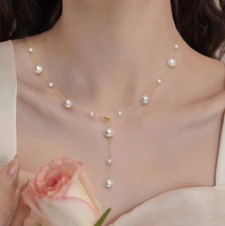 Perlen-Drop-Lariat-Halskette Karnz