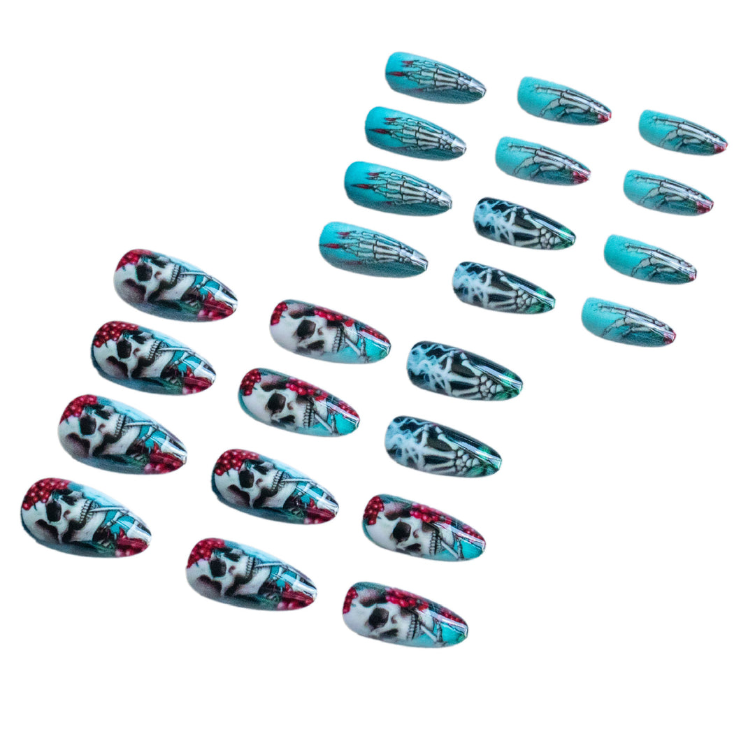 Künstlerisches Skelettmotiv Nagelkunst-Set