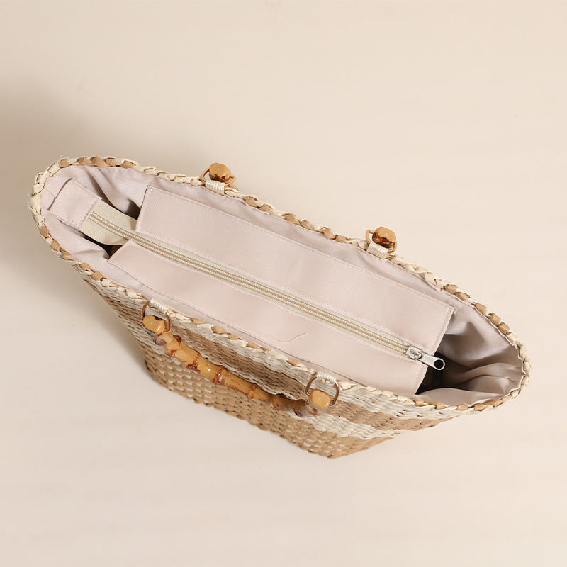 Damen Handgefertigte Korbtasche mit Bambusdetails Karnz