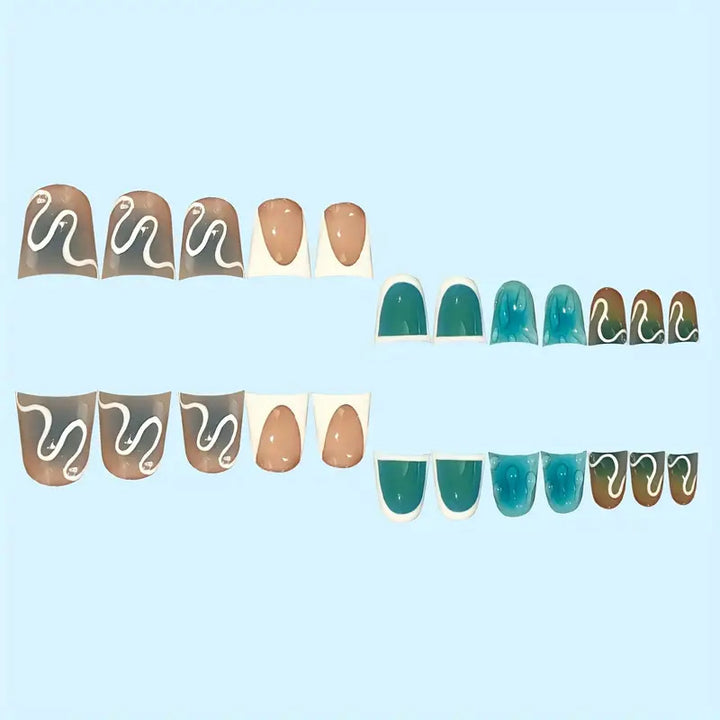 Künstlerisches abstraktes Press-On-Nageldesign Karnz