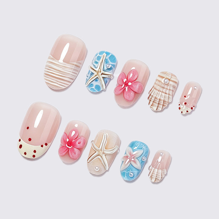 Küsten-Themen Press-On Nagelkunst Set Karnz