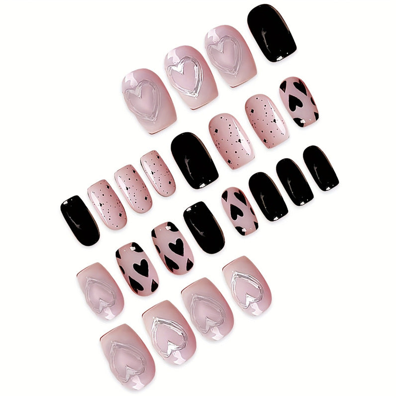 Künstlerisches Herz-Themen Press-On Nagelset Karnz