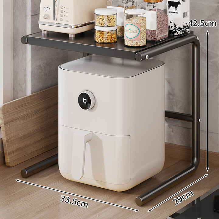 Minimalistischer C-Rahmen-Beistelltisch mit breitem schwebendem Regal und Untertischfreiraum