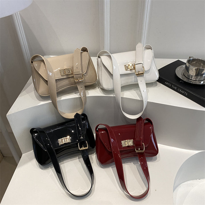 Elegante patentierte Leder Mini-Schultertasche