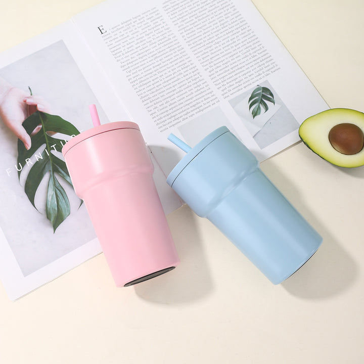 Unisex Isolierter Trinkbecher mit Staubschutzdeckel und Strohhalm Karnz