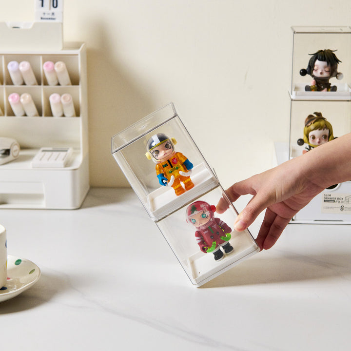 Stapelbare Acryl-Displaybox für Sammelfiguren mit abnehmbarem Deckel und staubdichtem Schutz