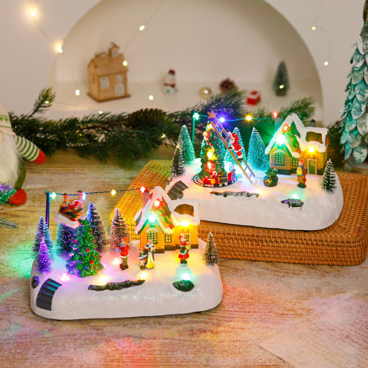 Einkaufszentrum Weihnachtsdorf mit Leuchtenden Figuren Karnz