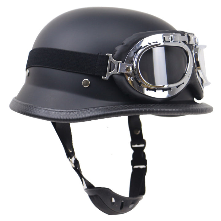 Vintage-Motorradhelm mit schützenden Goggles Karnz