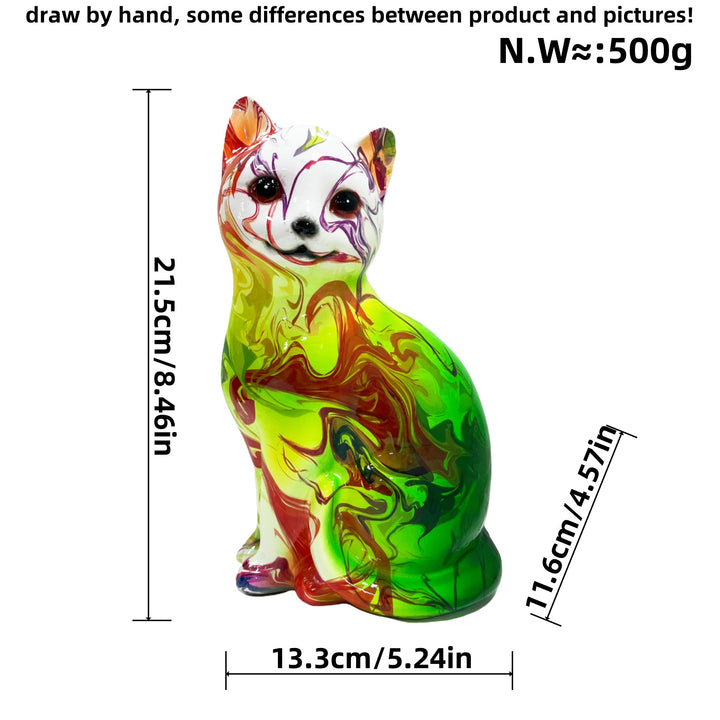 Künstlerische Katzenfigur in lebhaftem Design Karnz