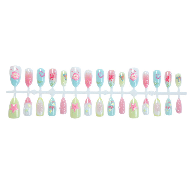 Kreatives tropisch inspiriertes Press-On-Nagelkunst-Set Karnz