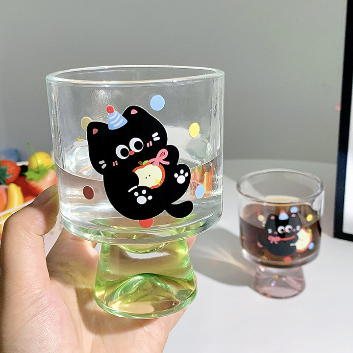 Verspieltes Trinkglas mit Katzenmotiv Karnz