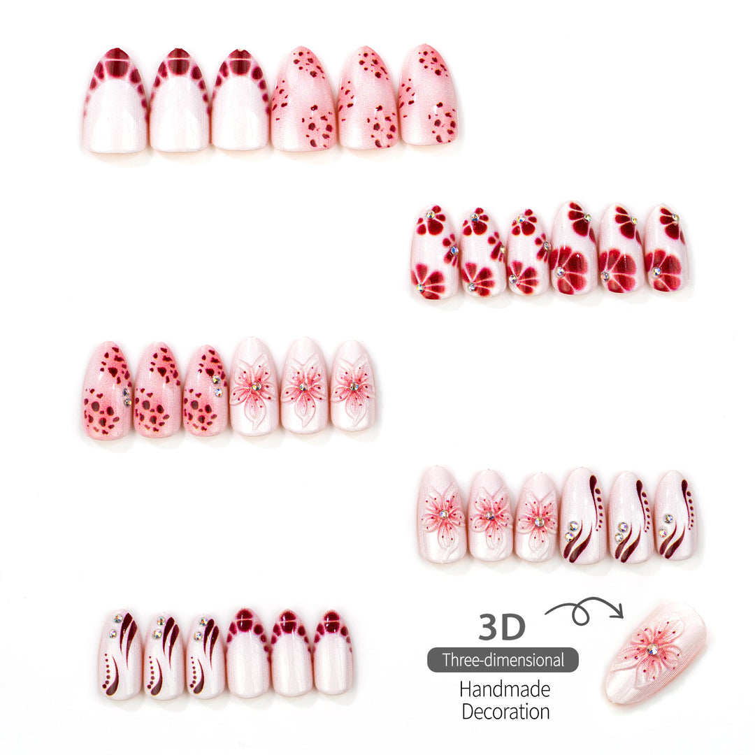 Blumeninspiriertes Press-On Nagelkunst Set