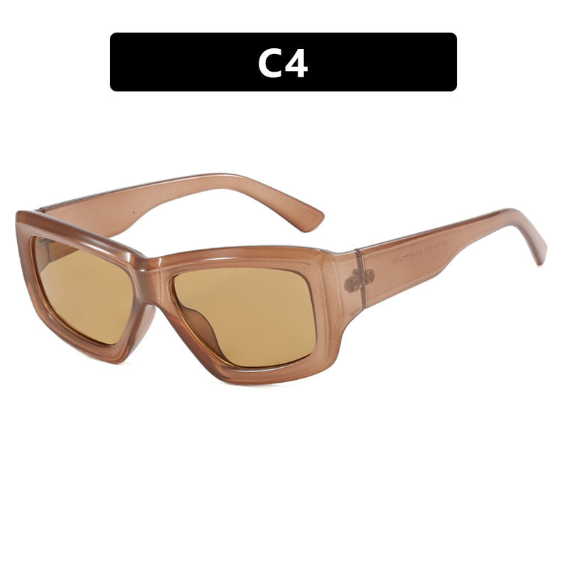 Damen trendige quadratische Sonnenbrille mit transparentem Rahmen und komfortablen Gläsern Karnz