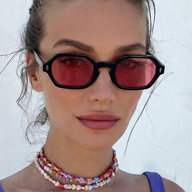 Damen stilvolle Sonnenbrille im modernen achteckigen Design mit UV-Schutz Karnz