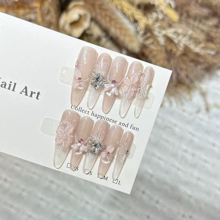Elegante handwerkliche Press-on Nagelset