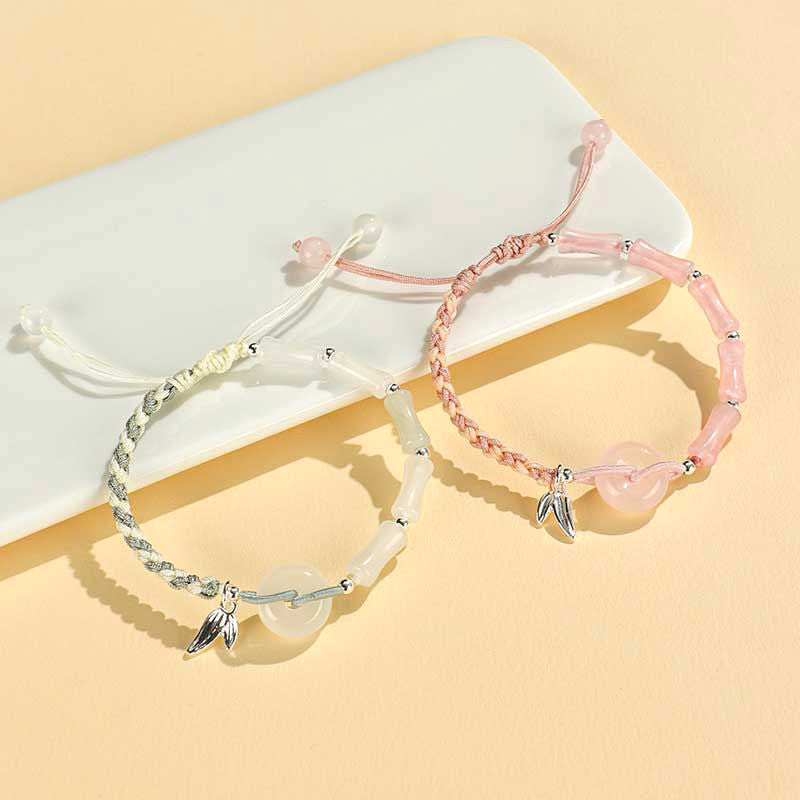 Verstellbares Armband mit Edelstein- und Blatt-Anhänger Karnz